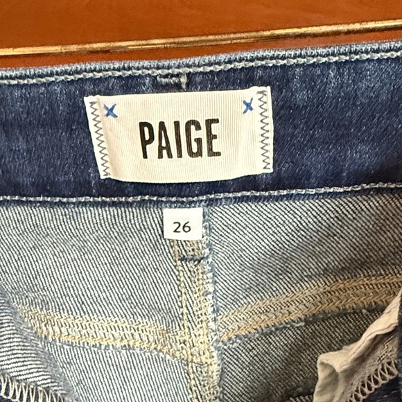 PAIGE Deep Blue Wide Leg Jeans. - Picture 3 of 9